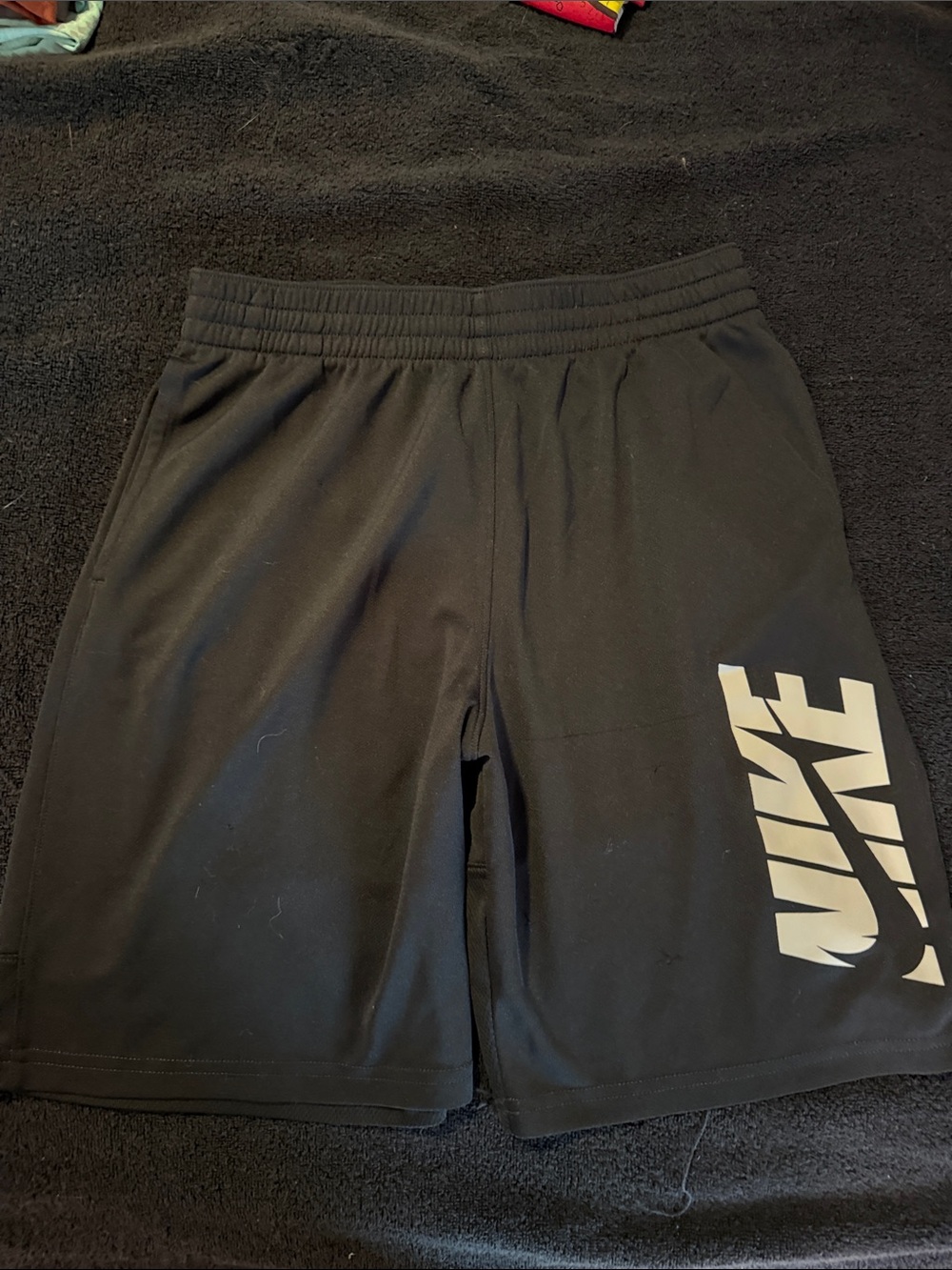 Nike Black Athletic Shorts with Large White Logo